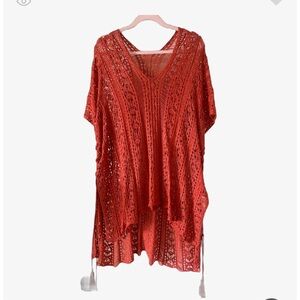Vibrant Red Crochet Beach Cover-Up